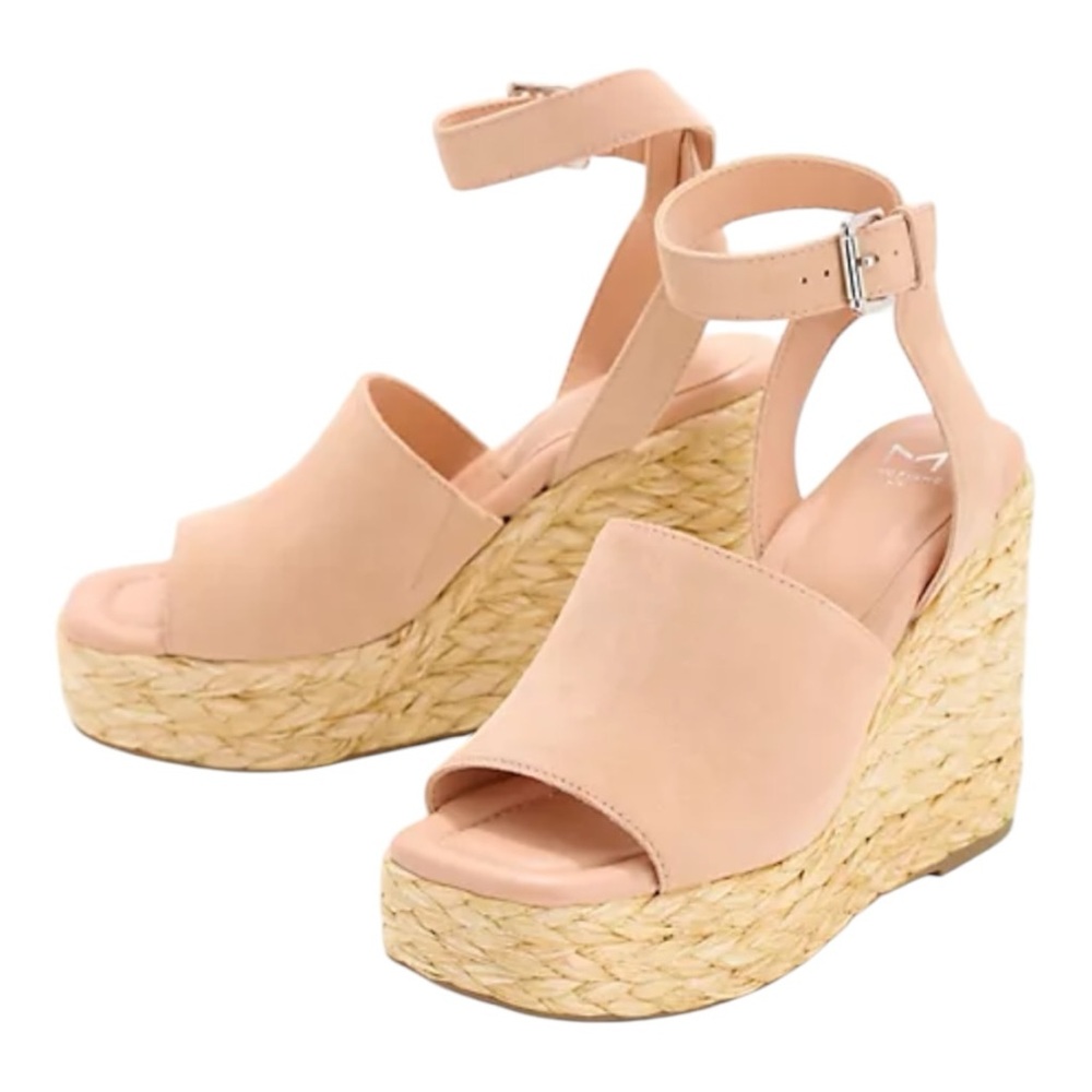 MARC FISHER NELLY PEACH SUEDE WOMENS  ANKLE STRAP ESPADRILLE WEDGES **NWT** - Picture 9 of 15